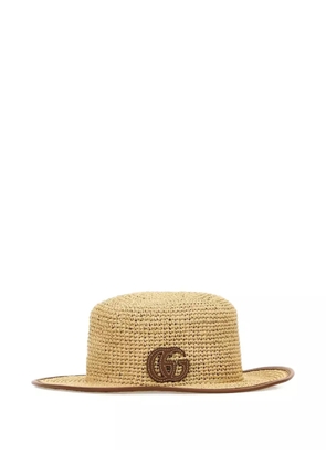 Gucci straw leather-trimmed hat - Neutrals