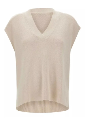ELENA MIRO` V-neck ribbed top - White