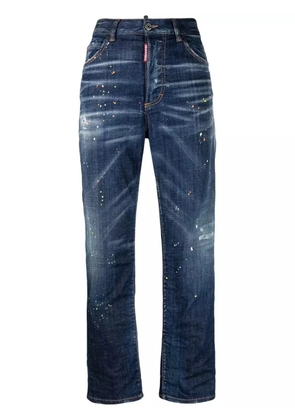 DSQUARED2 paint-splatter straight-leg jeans - Blue