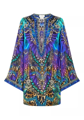 Camilla deep V-neck hardware kaftan - Blue