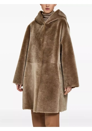 Manzoni 24 hooded fur coat - Brown