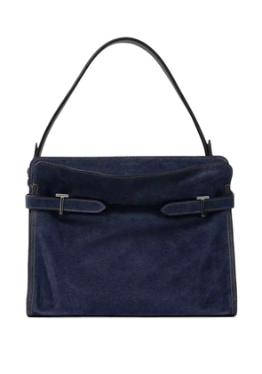 Le Tanneur large Emie denim-effect suede-leather shoulder bag - Blue