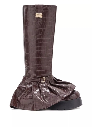 GANNI embossed boots - Red