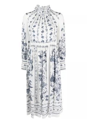 ERDEM floral-print silk midi dress - White