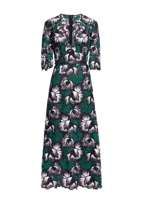 Elie Saab macramé floral midi dress - Green