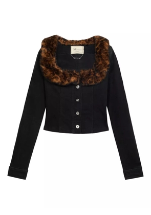 Blumarine faux-fur collar denim jacket - Black