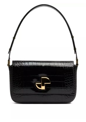 Patou Le lock crocodile-pattern shoulder bag - Black