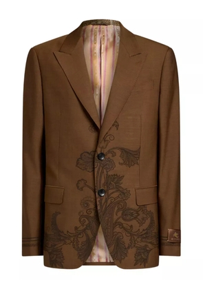 ETRO floral-motif single-breasted blazer - Brown