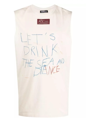 Raf Simons slogan-print cotton vest - Neutrals