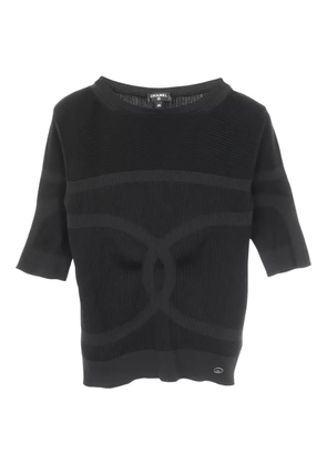 CHANEL Pre-Owned 1986-1988 Coco Mark ribbed T-shirt - Black