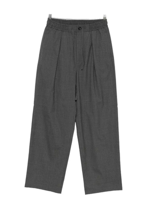 Attachment pinstripe-pattern drawstring trousers - Grey