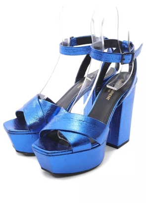 Saint Laurent 2010s 125mm metallic platform sandals - Blue