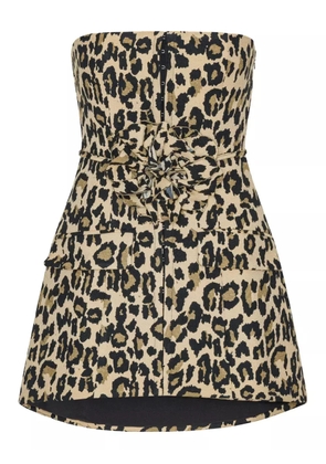 ROTATE BIRGER CHRISTENSEN leopard-print rosette mini dress - Brown