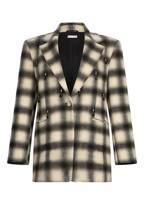 LIU JO chequered bejewelled embroidery jacket - White