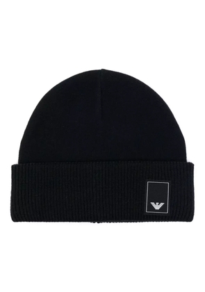 Emporio Armani logo-patch beanie hat - Blue