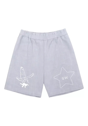 Saintwoods eagle-motif track shorts - Blue