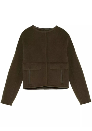 Yves Salomon leather trim-detailing jacket - Green