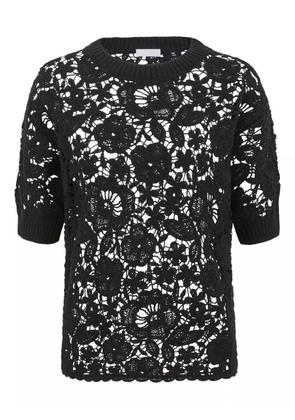 P.A.R.O.S.H. floral lace T-shirtt - Black