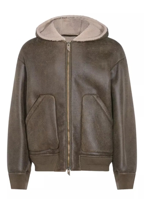 Salvatore Santoro hooded zip leather jacket - Green