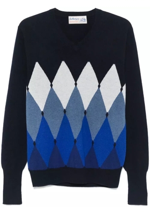 Ballantyne diamond-pattern V-neck sweater - Blue