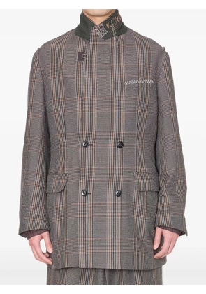 Kolor double-breasted check coat - Grey