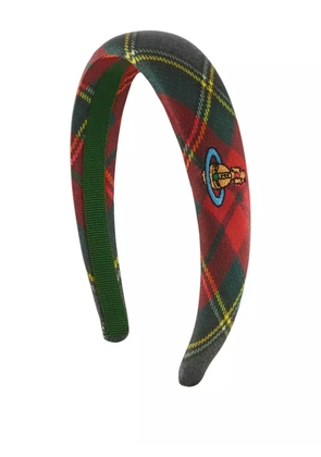 Vivienne Westwood tartan embroidered headband - Green