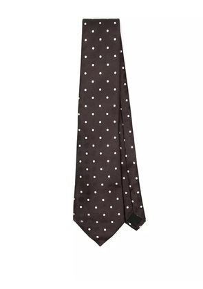 Saint Laurent patterned-jacquard tie - Brown