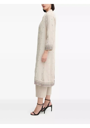 Hoss Intropia embroidered beaded-trim top - Neutrals