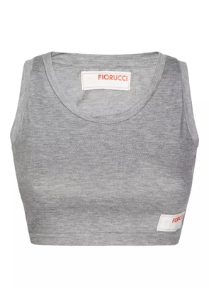 Fiorucci logo-appliqué cropped tank top - Grey