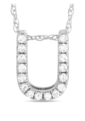 LB Exclusive pre-owned 14K white gold Initial U diamond necklace - Silver