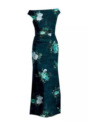 ERDEM floral-print off-shoulder gown - Blue