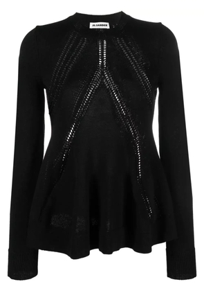 Jil Sander long-sleeved knitted peplum top - Black