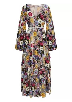 Rachel Gilbert Lyra floral-embroidery midi dress - White
