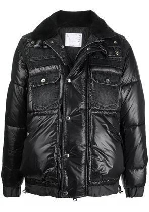 sacai padded jacket with denim detailing - Black