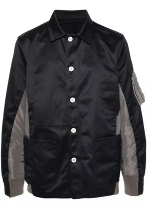 sacai spread-collar panelled shirt jacket - Blue