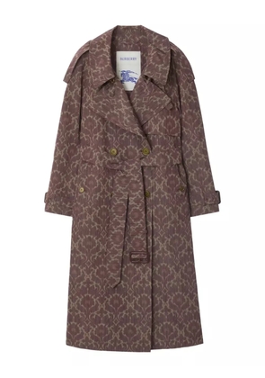 Burberry baroque-print belted trench coat - Brown