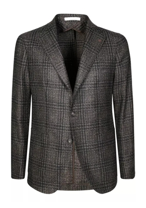 Tagliatore plaid single-breasted wool blazer - Black