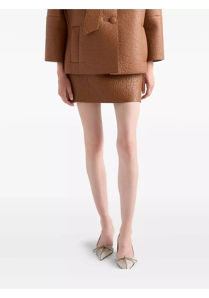 Prada textured leather mini skirt - Brown