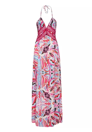 Philipp Plein abstract-print V-neck maxi dress - Pink