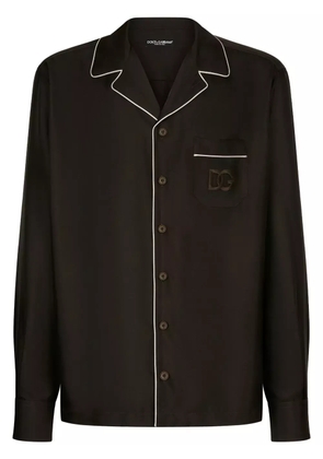 Dolce & Gabbana DG logo-embroidered silk shirt - Brown
