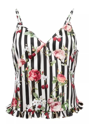 Fleur Du Mal printed ruffled tank top - Black