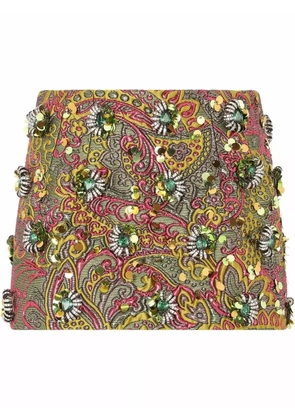 Dolce & Gabbana embellished jacquard miniskirt - Green