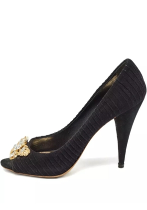 Miu Miu Pre-Owned 120mm peep-toe crystal-embellished pumps - Black