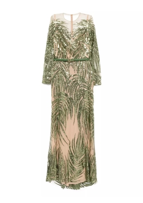 Elie Saab embroidered tulle long dress - Green