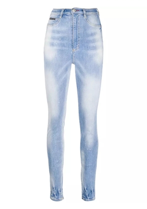 Philipp Plein faded embroidered detail jeans - Blue