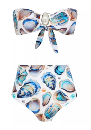Brigitte shell-print bikini set - White