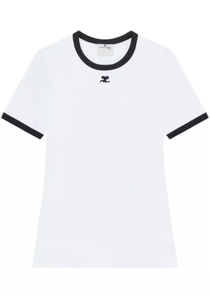 Courrèges contrasting-trim cotton T-shirt - White