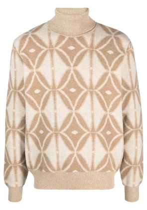 ETRO roll-neck pattern-intarsia jumper - Neutrals