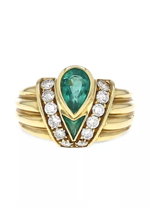 Fred 1980s pre-owned 18kt yellow gold emerald and diamond ring