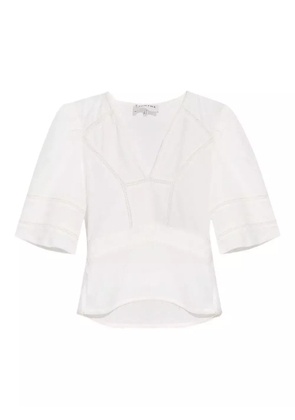 MUNTHE puff-sleeve embroidered blouse - White